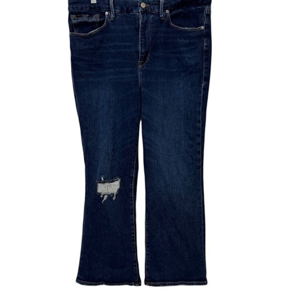 Good American Cropped Bootcut Distressed Good Leg Jeans Womens Plus 16